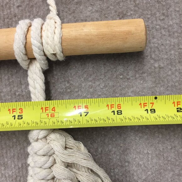 Macrame Wall Hanging Boho Art Decor With Wooden Beads & Rod - Picture 5 of 6